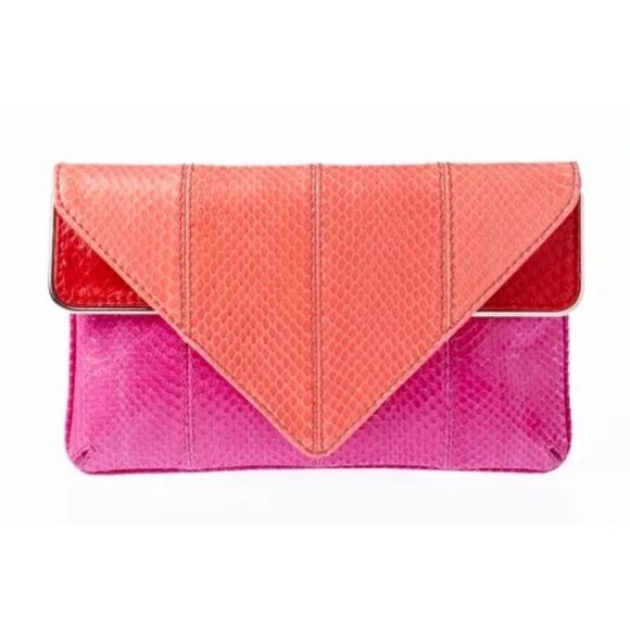 Brian Atwood Carla clutch in pink orange and red - Picture 1 of 7